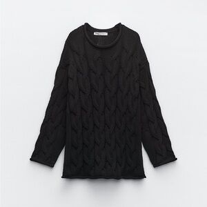 NWT Zara Vented Cable Knit Sweater